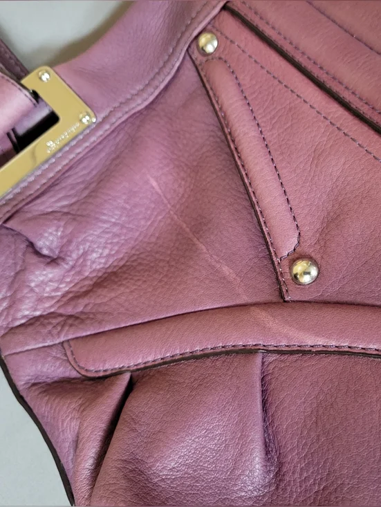 B. Makowsky Purple Naked Leather Shoulder Bag - Picture 5 of 15